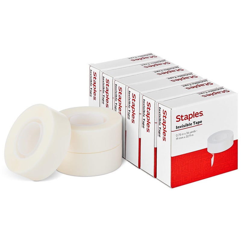 Staples Invisible Tape, 3/4"" x 1296"", 1"" Core, 6 Pack - Image 1